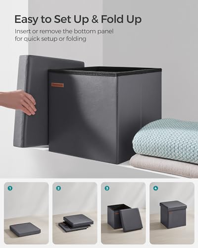 image for SONGMICS Mazie Collection - 15 Inches Ottoman with Storage, Footstool,