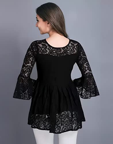 Image of Women Russel Net with Crepe Inner Net Tops || Casual Tops for Women