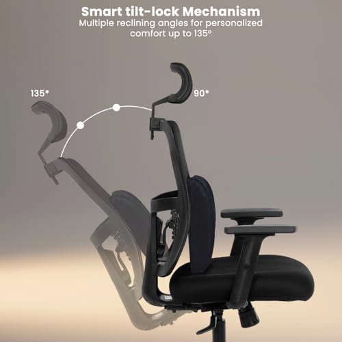 Image of ValorX USA Breathe 2026 Ergonomic High Back Office Chair | Orthopedic Memory Foam Back Cushion | Smart Tilt-Lock Mechanism | Breathable Italian Mesh | 2D Armrest | 3 Year Warranty | Black