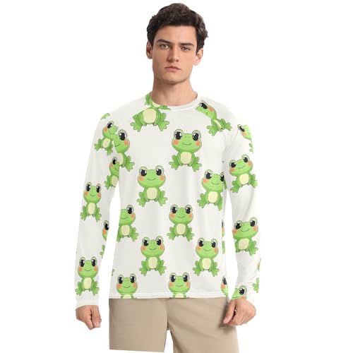 Bolaz Mens UV Protection Shirts Rash Guard Long Sleeve UPF 50+ Frog Lovely Quick Dry S