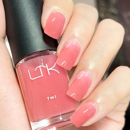 Jelly Pink Nail Polish - Translucent Pink Nail Varnish - Nude Nail Polish Quick Dry - Pale Neutral Color Long Lasting polish - French Nail Art DIY Manicure - No Need UV Lamp