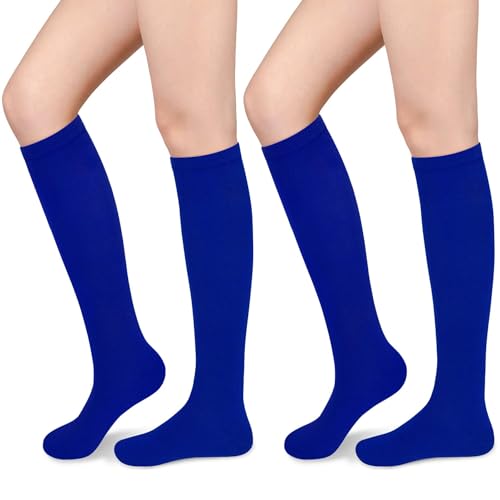 Olreco Blue Knee High Socks for Women Long Blue Socks for Women Halloween Sock Womens Sailor Costume Womens Halloween Costume