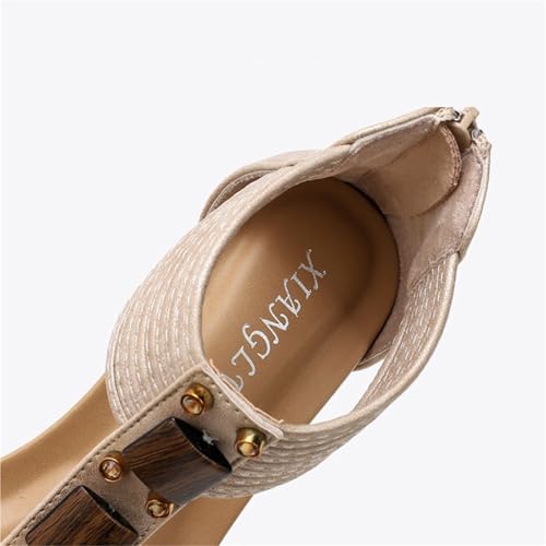 Ladies Platform Wedge Sandals, Breathable Open Toe Zip Back Summer Wedges Sandals for Women, Comfortable Roman Shoes, for All Kinds of Clothes Such as Jeans, Casual Pants, Long Skirts3