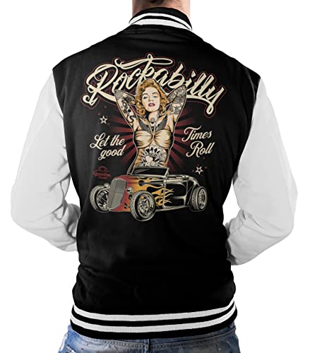Gasoline Bandit Rockabilly Baseball College Jacke - Old School Hot Rod -...