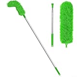 Cepillo telescópico para canalones de 2,5 m con cabezal curvado ajustable para una limpieza segura y eficiente de canalones y techos (verde)