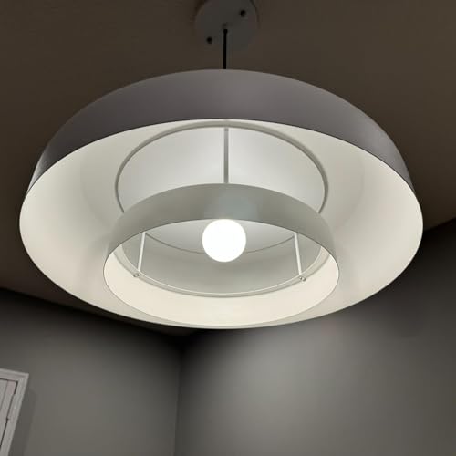 Modern 2-Tier Pendant Light,18.68" Matte White Shade with Natural Wood & Brass Accent Large Pendant Lamp for Dining Room Kitchen Living Room by TeHenoo - Image 5
