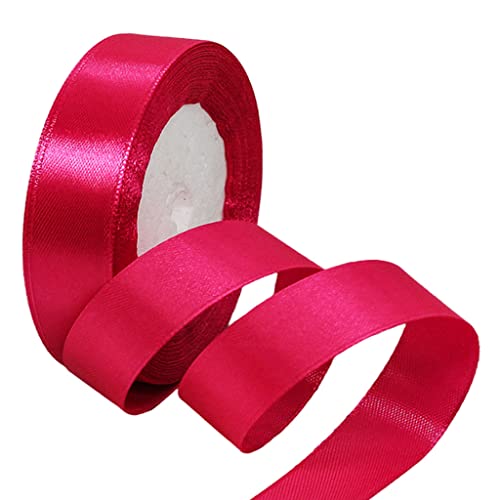 22m Satinband Geschenkband Hot Pink 25mm Breit,Seidenband Hot Pink Schleifenband Satin Dekoband Geschenkverpackung Deko Band Stoffband für Halloween Weihnachten Hochzeit Taufe Geburtstag DIY-Handwerk