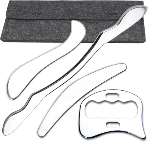 FeelFree Sport 4 in 1 Muscle Scraper Tool Set-Gua Sha Massage Scraping Tools for Soft Tissue...