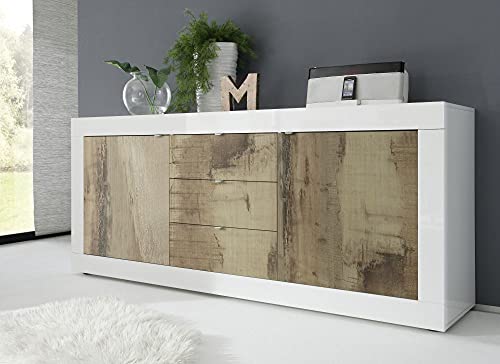 ✅ MADIA DESIGN MODERNO: Madia contenitore per arredare il tuo soggiorno con stile unico. 2 Ante a sportello per rendere la tua credenza più spaziosa e moderna, 3 cassetti molto capienti per contenere tutta la tua oggettistica