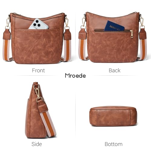 Image of Leather Crossbody Purse for Women Crossbody Bag for Daily Travel | Trendy Vegan Leather Medium Crossbody Purse with Adjustable Strap Women's Hobo Shoulder Handbags for Work