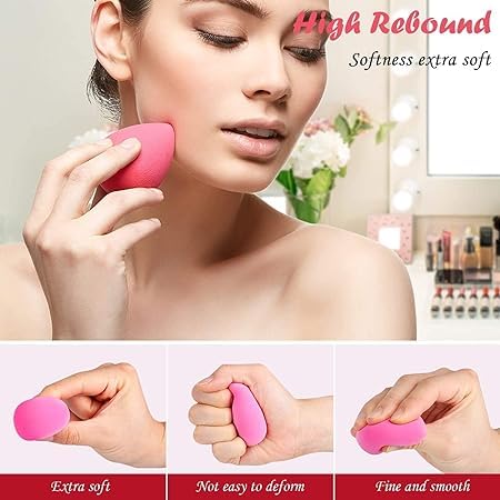 Image of Guriya 4-Piece Foundation Blending Sponge Set - Professional-Grade Makeup Sponges for Flawless Coverage, Precision, and Versatility, Latex-Free, Suitable for All Skin Types and Tones.