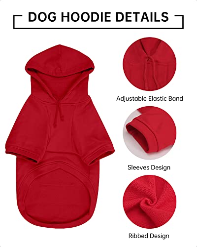 Petwit Dog Hoodies For Small Dogs Girl Boy, Dog Sweatshirts Clothes With Hood And Pockets For Dogs(Red Dog Hoodie, M) #TOP4