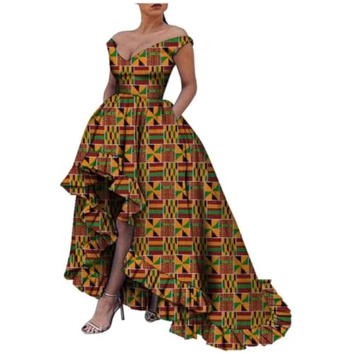 Image of iooiooi African Dresses for Women Party Robe Plus Size Print Dashiki Dinner Dress