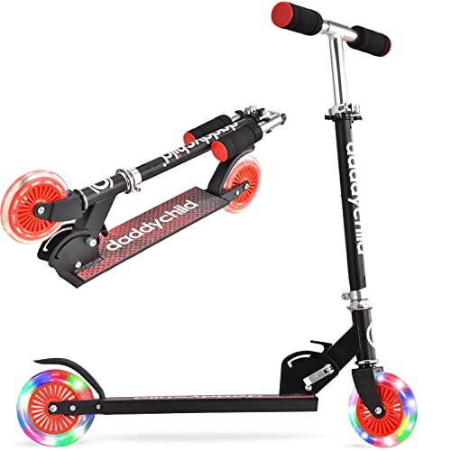 Scooters For Kids 2 Wheel Folding Kick Scooter For Girls Boys Ages 3+ To Teen, Fold-To-Carry, Lightweight, Portable Scooter With Motion-Activated Light-Up Wheels, And Adjustable Handlebars (Black-D4) #TOP4
