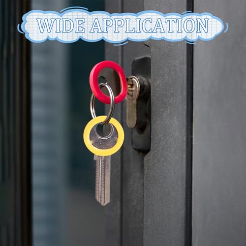 48 Stück Schlüsselkappen mit Etiketten, Schlüsselkappen-Abdeckungen Runde Schlüssel Markierung in 8 Farben, Bunt Key Caps Schlüssel-Identifikator für Standard-Flachhausschlüssel Büro Haus Wohnung