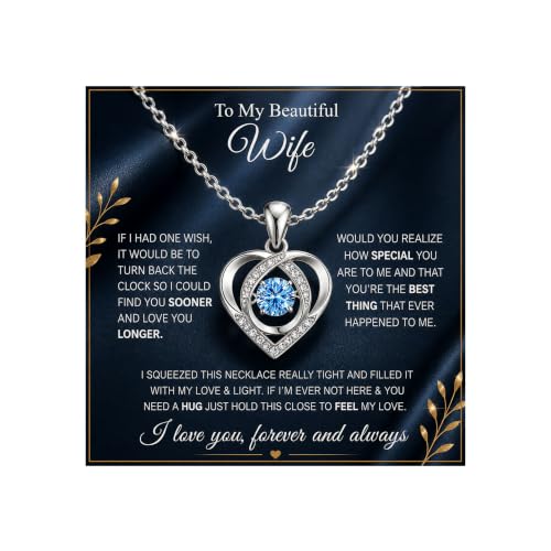 MGOOL Wife Necklace From Husband Soulmate Jewelry For Women Girlfriend Future Wife Valentines Gift Birthday Gift With Message Card and LED Box Cubic Zirconia