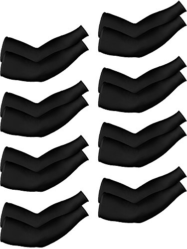 Mudder 8 Pairs Arm Sleeves for Men and Women Tattoo Cover Up Cooling Ice Silk Unisex Sports Sleeve for Basketball Golf Football Outdoor (Black, Ice Silk)