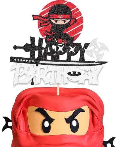 Wishfirst Cartoon Ninja Cake Topper Happy Birthday Cake Decorations Video Game Theme Decor For Kids Boys Girls Baby Shower Birthday Party Decorations Supplies #TOP6