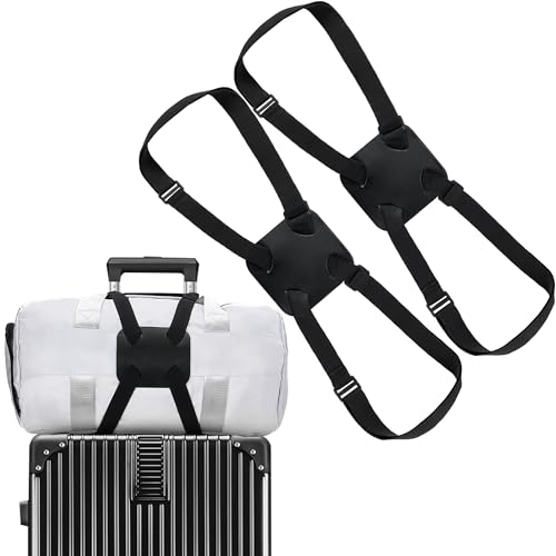 Chelmon 2 Pack Luggage Straps Ajustable Elastic Bungee Belt for Suitcases Add Extra Bag Easy and Securely for Travel