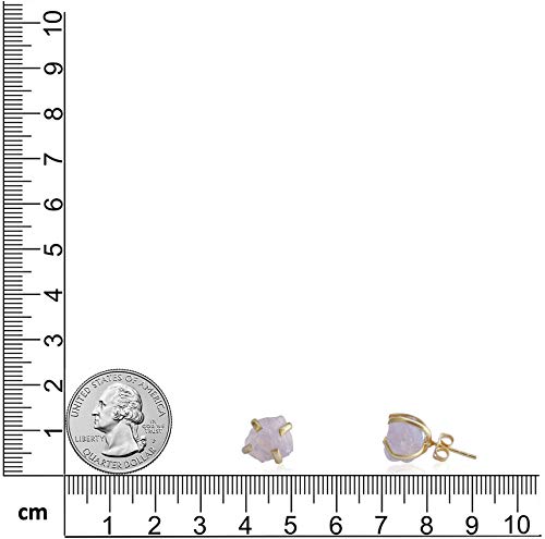 Handmade Raw Gemstone Stud Earrings 18K Gold Plated Birthstone Hypoallergenic Crystal Jewelry By Theglamharbor (Rose-Quartz) #TOP6