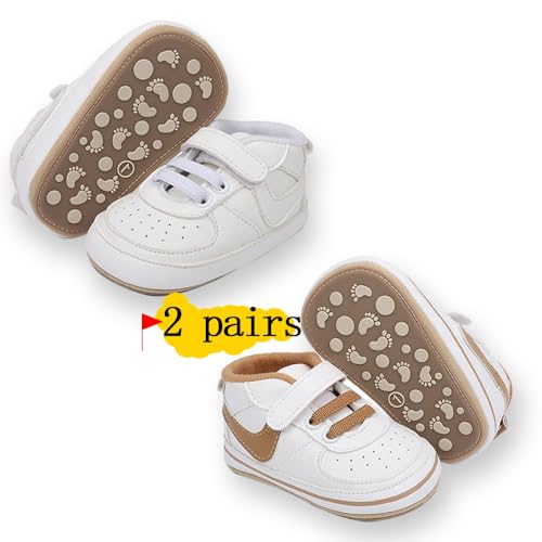 Image of Clowora Unsex Baby Shoes Boys Girls Infant Sneakers Non-Slip Soft Rubber Sole Toddler Crib First Walker Lightweight Shoes