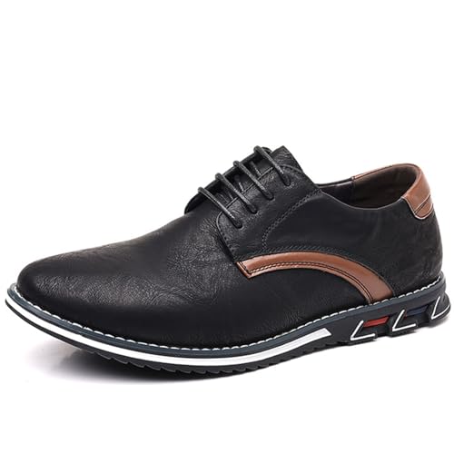 Men's Fashion Leather Lightweight Lace-up Orthopedic Derby Shoes Business Comfortable Soft Sole Slip Resistant Casual Walking Leather Shoes