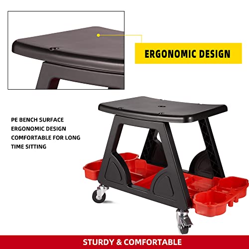 Feng Pai Detailing Seat - Car Heavy Duty Rolling Seat And Rolling Garage Stool, Mechanics Rolling Stool, Creeper Seat For Auto Repair Shop And Work Platform #TOP1