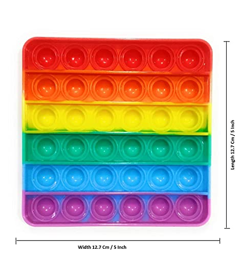Image of MoldBerry Puppet Pop It Toys Bubble Fidget Sensory Anti Stress Relief Toys for Kids Adults Return Gifts for Girls Boys Rainbow Colors Round & Square (Pack of 2)