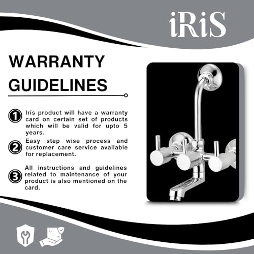 Image of iRiS 2-in-1 Brass Wall Mixer Tap with Overhead Shower Provision | 125mm Long Bend Pipe | Visible Hot & Cold Indicators | Chrome Finish Bathroom Faucet | Wall-Mounted Brass Tap
