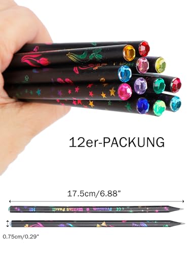 KooingTech 12 Stück Blackwood Hb Bleistift Mit Diamanten, Bleistifte Hb Schwarz Für Schreiben Und Zeichnen Von Kindern Und Studentinnen