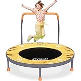 3FT Kids Foldable Trampoline with Adjustable Handlebar, 36'' Mini Indoor Outdoor Trampoline, Supports Up to 100 lbs, Cute Cat Perfect for Toddlers Children, Jumping Mat for Fitness Garden Workouts