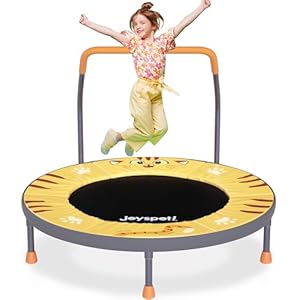 3FT Kids Foldable Trampoline with Adjustable Handlebar, 36'' Mini Indoor Outdoor Trampoline, Supports Up to 100 lbs, Cute Cat Perfect for Toddlers Children, Jumping Mat for Fitness Garden Workouts