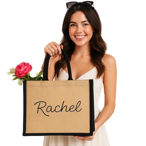 Customizable Jute Bags, Text or Logo, Create Your Own Design, Burlap Bags For Beach, Shopping, Travel Tote Bag2