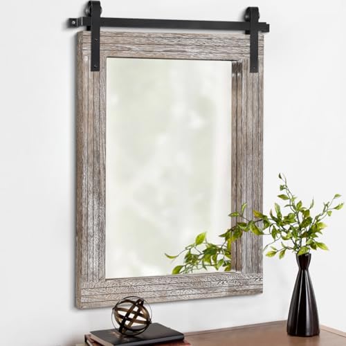 AAZZKANG Wooden Mirror Rectangle Decorative Rustic Wall Mirror Review: 20"x16" Framed Mirror for Bedroom, Living Room, and Bathroom