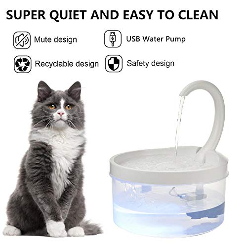 Fuente de agua eléctrica para gato 2.5L transparente miniatura 4