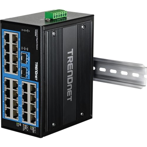Image of TRENDnet 26-Port Hardened Industrial Gigabit DIN-Rail Switch, TI-G262, 24 x Gigabit Ports, 2 x Gigabit SFP Ports, 52Gbps Switching Capacity,(Renewed)