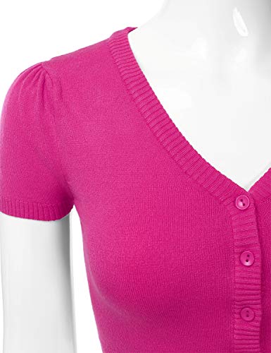 Eimin Women's Fitted Bolero Shrug Cropped Short Sleeve Cardigan Sweater Magenta S #TOP4