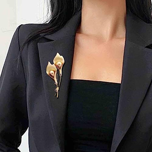 Image of Crystal Pearl Flower Brooches Pins Fashion Beautiful Created Rhinestone Floral Brooch Good Idea for Party Dance Wedding Banquet for Elegant Women Girl