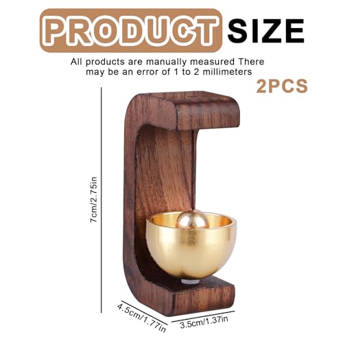 Türgong Aus Holz, 2 Stück Dopamin Magnetische Türklingel, Self-Adhesive Backing Door Chime, Magnetische Holz-Türklingel Mit Messingglocke, Willkommenstürklingel Für Tür, Büro, Laden, Café (Kaffee)