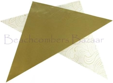 Flat Cellophane Triangles for Rolling Hand Rolled Henna Paste Cake Decorating Cones Art Craft Applicator Dispenser 25 Pack (Gold Swirls)