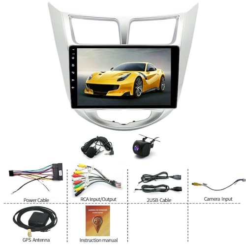 Image of 4+64G Android 15 Car Radio for Hyundai Accent 2012 2013 2014 2015 2016 2017, 5G WiFi 9 inch IPS Touch Screen Double Din Car Stereo with Wireless Carplay Android Bluetooth Backup Camera FM RDS Mirror Link