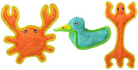 DURA FORCE Crab Dog Toy – Squeakers, Multi-Layer Durable Tug & Fetch