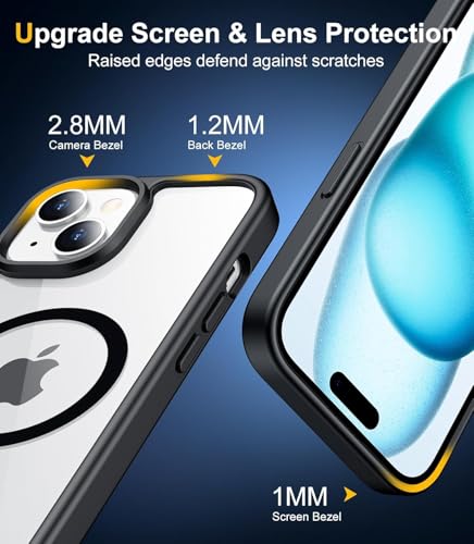 Image of NISHTECH for iPhone 15 Plus Case: Clear Magnetic Slim Fit Case Compatible with Magsafe Rugged Protective Transparent Cover (Black Magnetic)