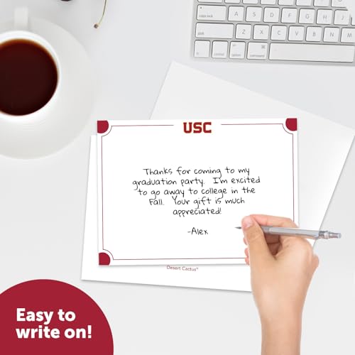 Image of Desert Cactus USC 10 Pack Notecards University of Southern California Trojans Stationery Cardstock Includes Envelopes Memo Party Thank You (Notecard 4b)