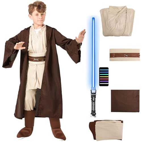 Varuotu 5Pcs Knight Costume Kids Cloak Tunic Outfit Hooded Robe Pants Belt Halloween Costume Props