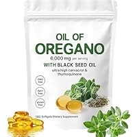 Oil of Oregano Softgels with Black Seed Oil, 2 in 1 Oregano Oil Capsules, Plant Based, Non-GMO, Immune Support, 180 Count