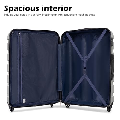 Coolife Luggage 3 Piece Set Suitcase Spinner Hardshell Lightweight TSA Lock (sliver3)