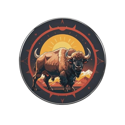 Calcomanía para nevera con diseño de montañas de bisonte americano salvaje, imanes redondos reutilizables para pizarra blanca, taquilla, cocina, oficina, decoración fuerte