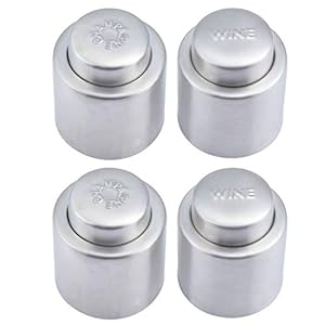 Coolty 2 stuks wijnflessendoppen en 2 stuks champagneflessendop, roestvrij staal, champagneflessendop, vacuümverpakker, familiebar gereedschap