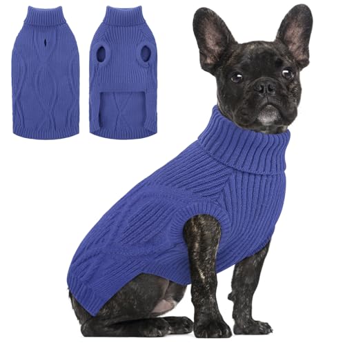 Queenmore Pullover für kleine Hunde | Warm & Bequem | Stretch Hundepulli | Malteser, Pomeranian, Pudel, Shih Tzu (Blau, S)